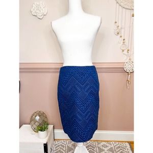 J. McLaughlin Blue Textured Pencil Skirt Size 0